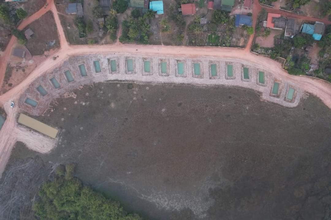 Prawn farming pond at the Natan project